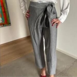 ZARA Gray Textured Wrap Tie-Front Pants Trousers Pants Size Large